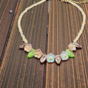 Floral Glass Bead Necklace